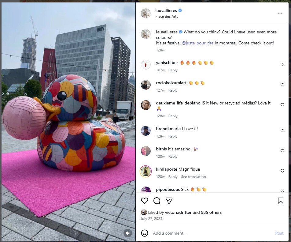 Giant Duck Sculpture by Laurence Vallières - from Insta