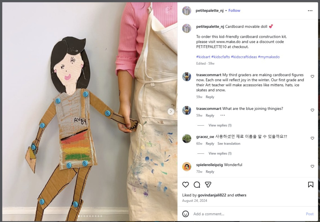 Makedo Example - Moveable Cardboard Doll by Petite Palette NJ - from Insta