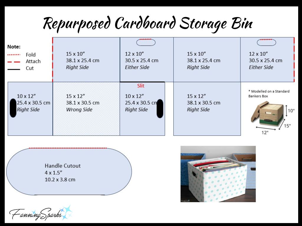 Repurposed Cardboard Storage Bin Plan   @FanningSparks
