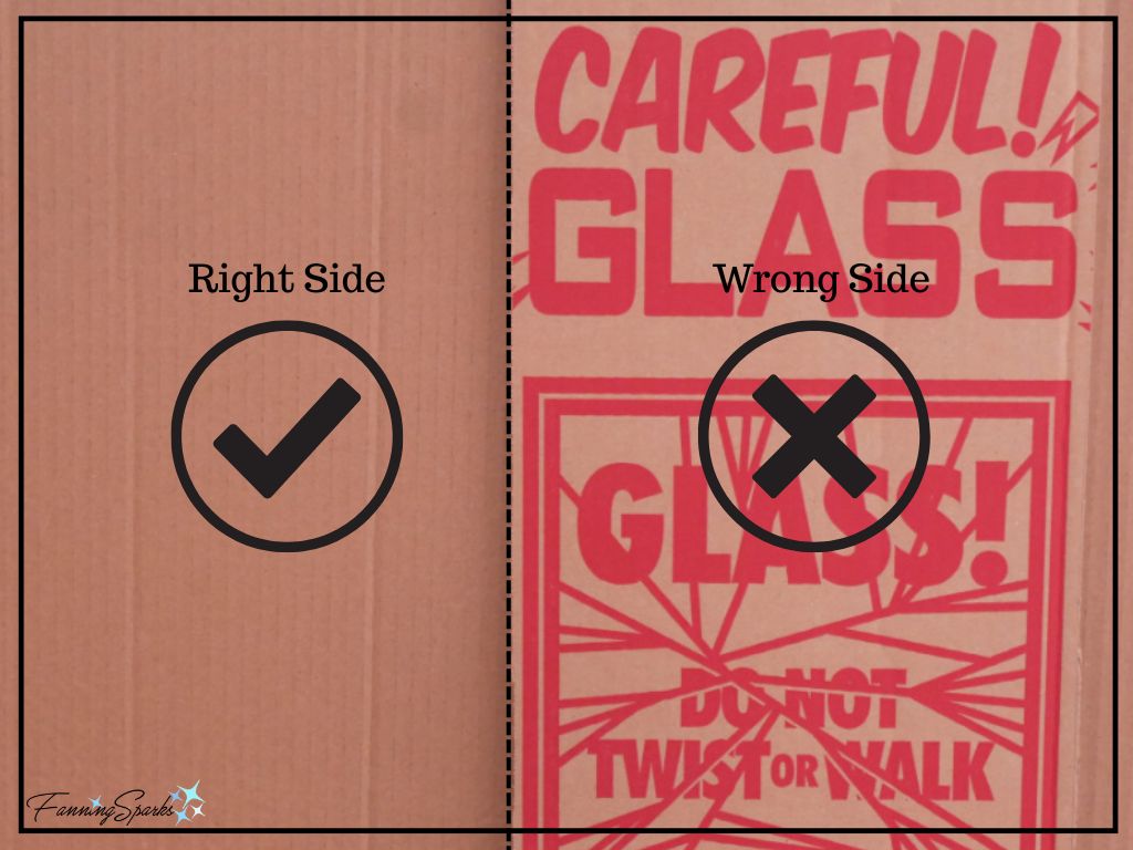 Right Side vs Wrong Side of Repurposed Cardboard   @FanningSparks