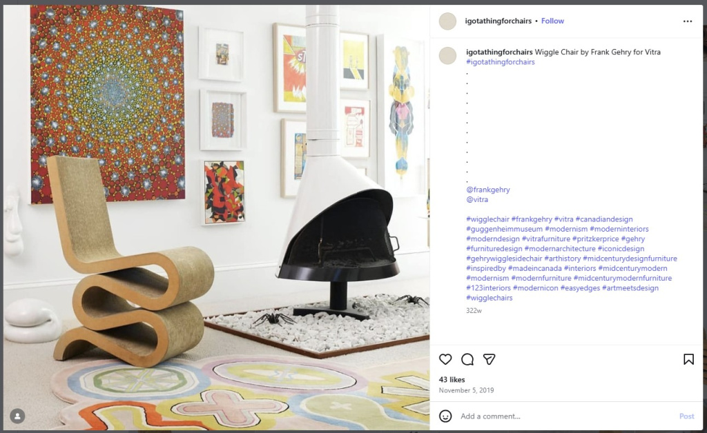 Wiggle Chair by Frank Gehry - from Insta