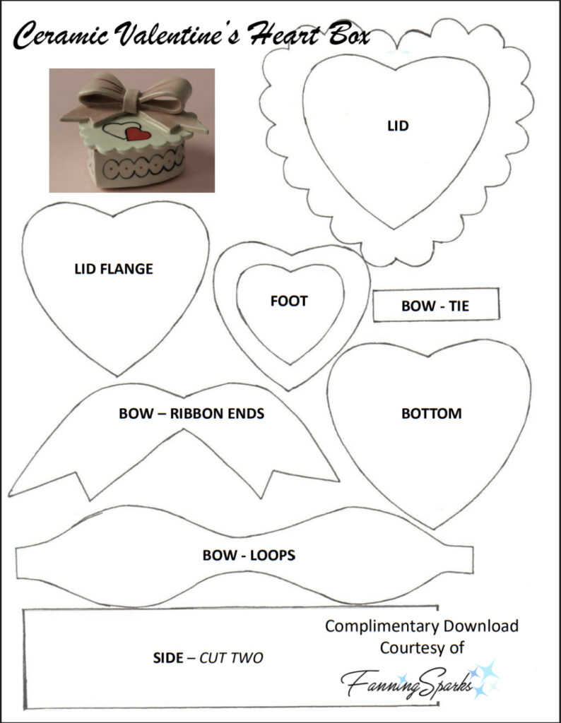Ceramic Valentines Heart Box - Templates - FanningSparks - February 2023   @FanningSparks