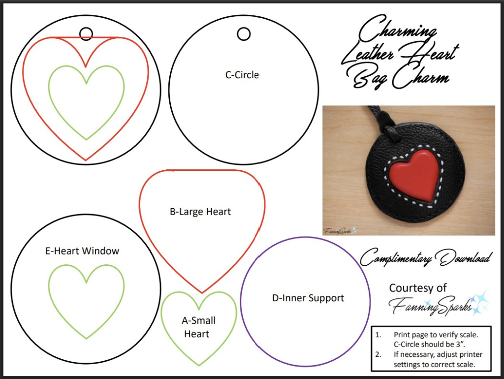 Charming Leather Heart Bag Charm - Templates - FanningSparks - Feb 2022   @FanningSparks