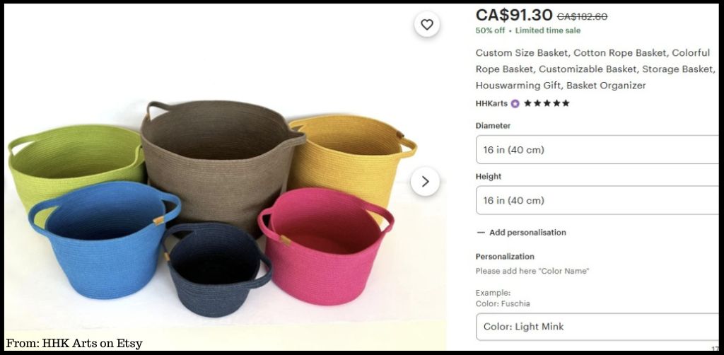 Coiled Rope Baskets by HHK Arts Handcraft Atelier from Etsy