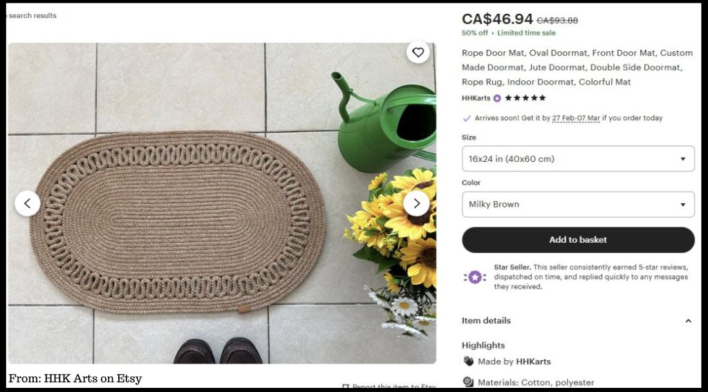 Coiled Rope Floor Mat by HHK Arts Handcraft Atelier from Etsy