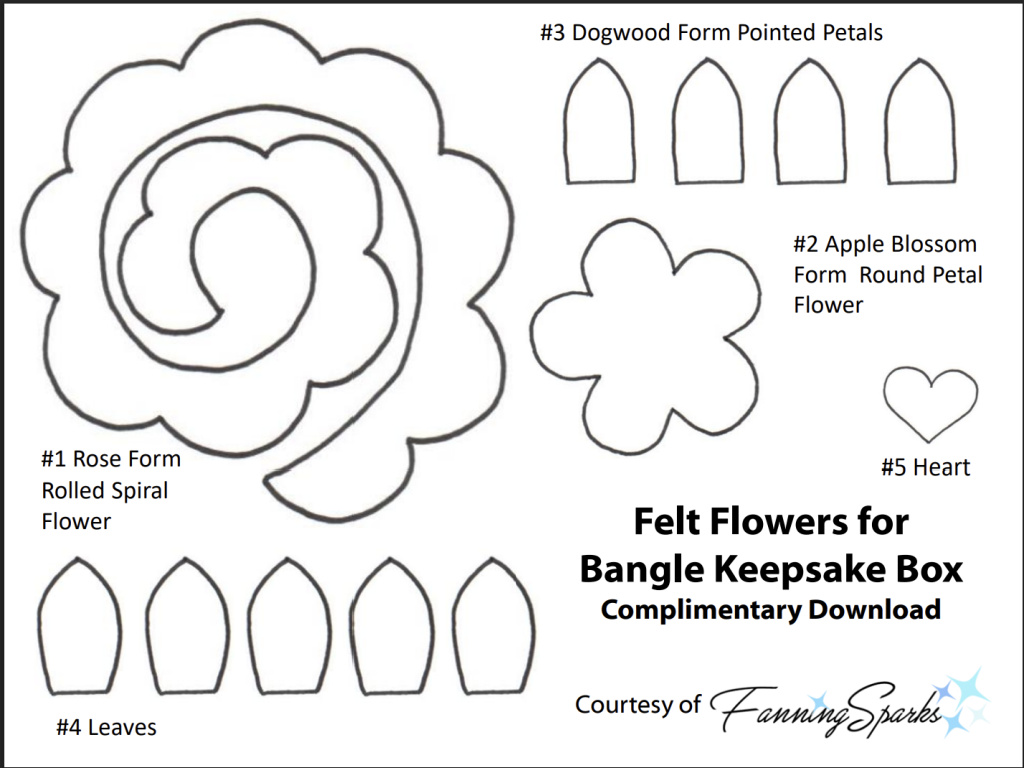 Felt Flowers for Bangle Keepsake Box - Templates - FanningSparks - Feb 2021   @FanningSparks