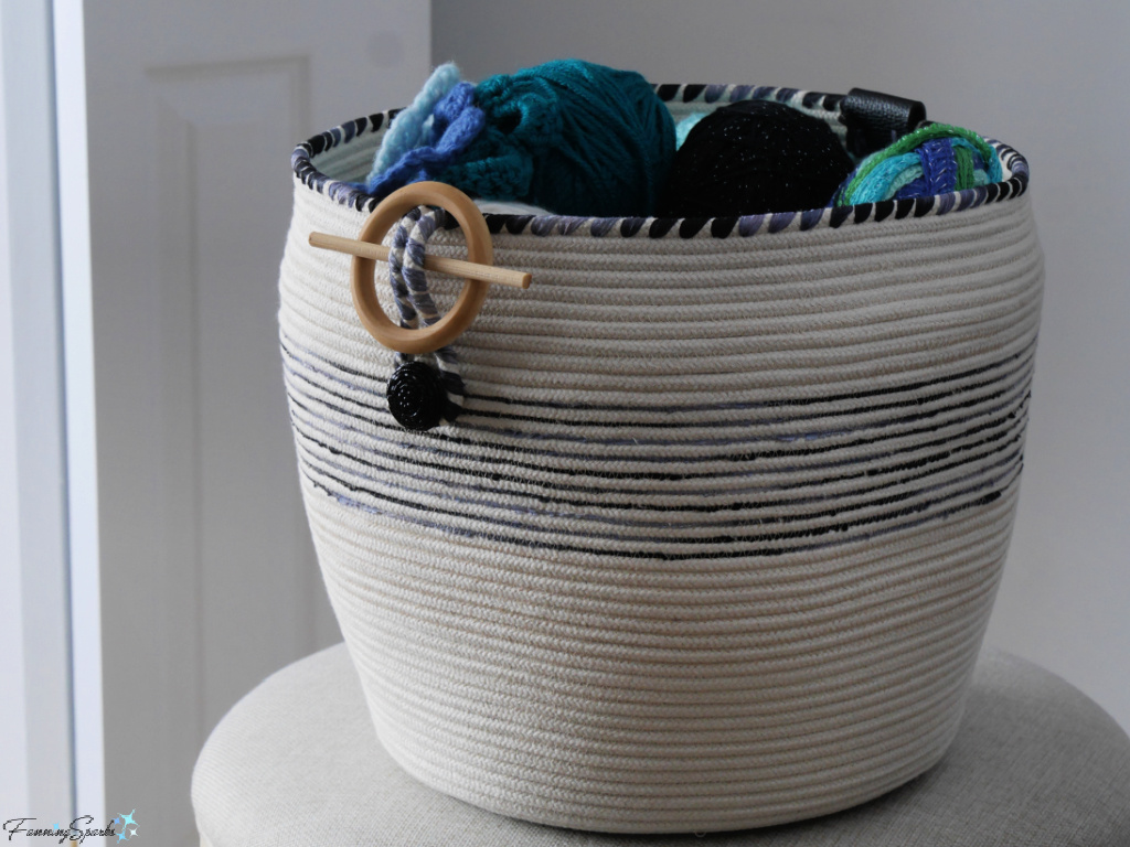 My Completed Coiled Rope Barrel-Shaped Basket @FanningSparks