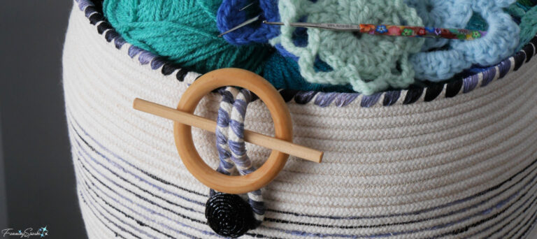 My Completed Coiled Rope Barrel-Shaped Basket Closeup @FanningSparks
