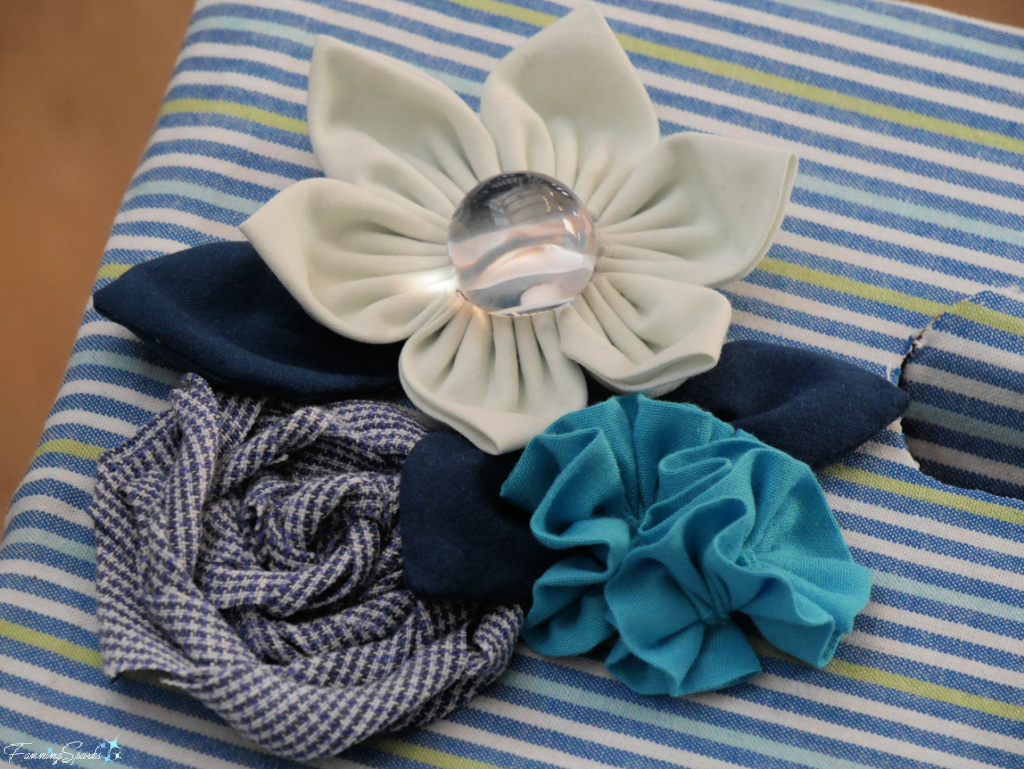 Trio of Flowers Made from Woven Fabric   @FanningSparks