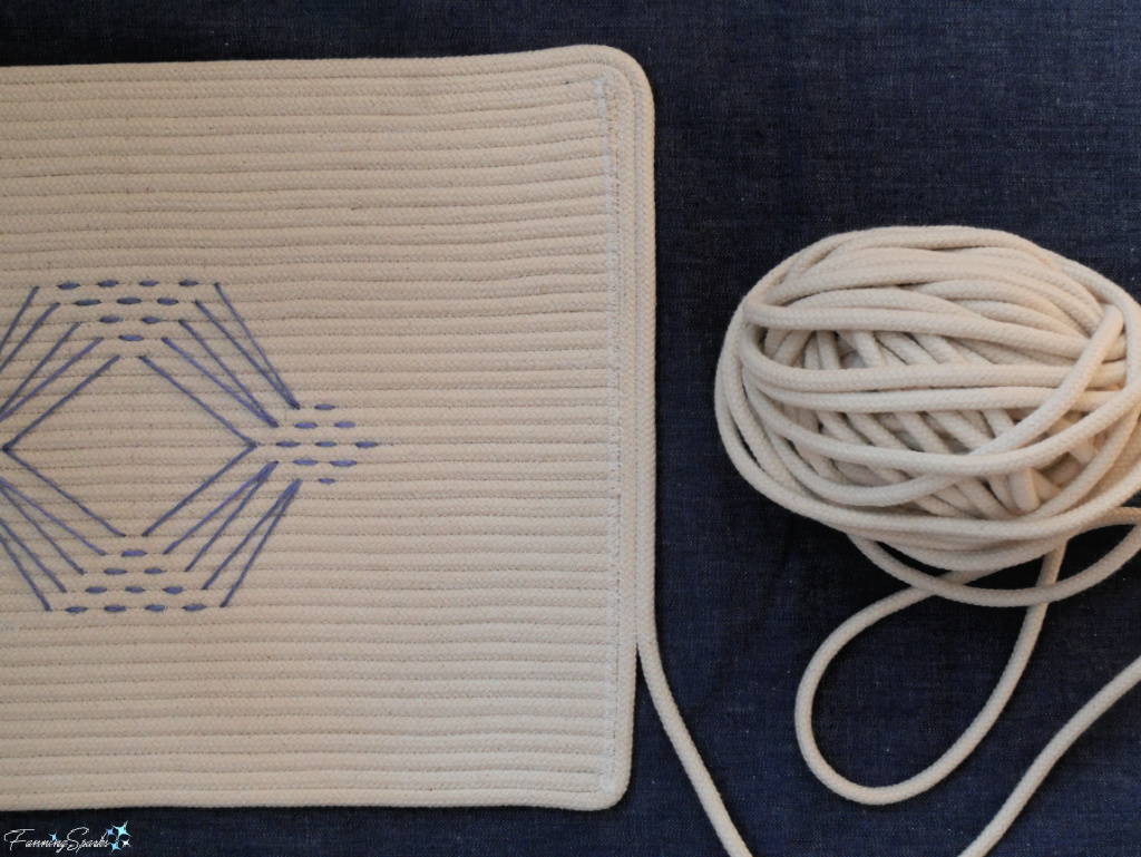 Adding Rope to Base for Coiled Rope Rectangular Basket @FanningSparks
