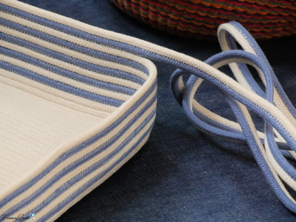 Adding Two-Color Striped Rope to Coiled Rope Rectangular Basket @FanningSparks