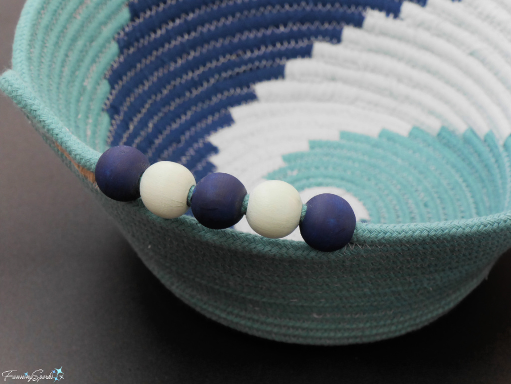 Bead Accent on Three-Color Swirl Coiled Rope Basket   @FanningSparks