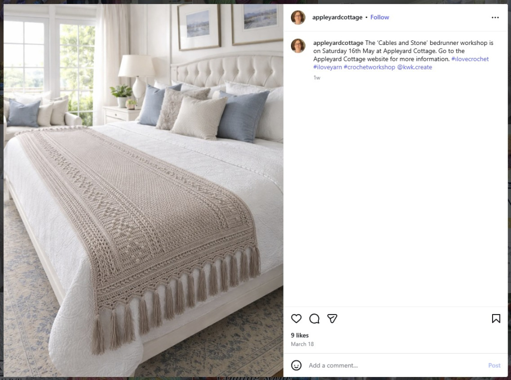 Bed Runner Crocheted by Appleyard Cottage - from Insta