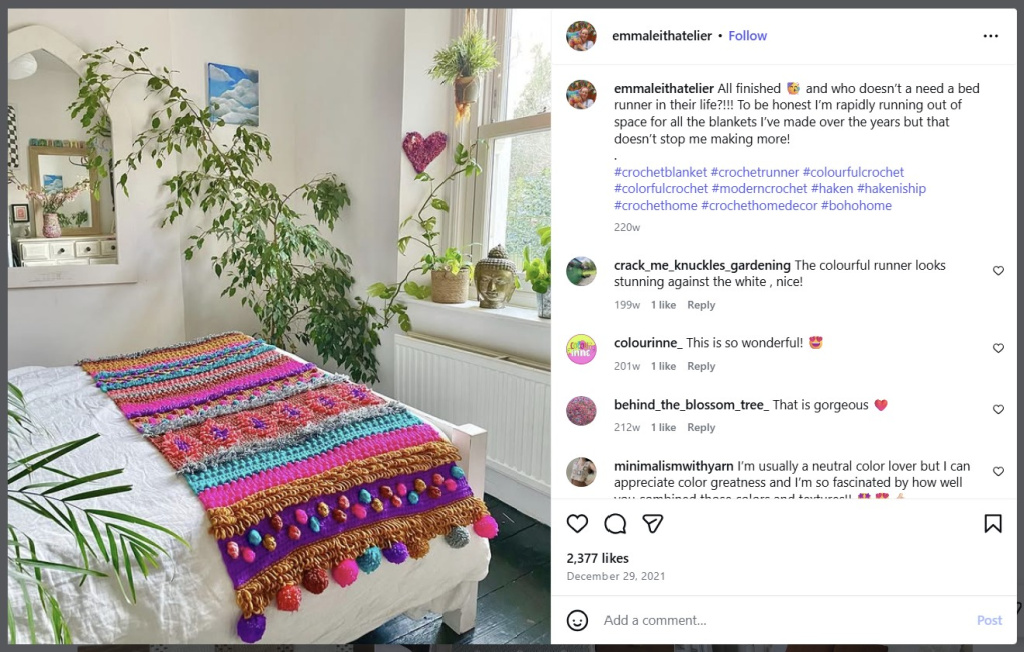 Bed Runner Crocheted by Emma Leith Atelier - from Insta