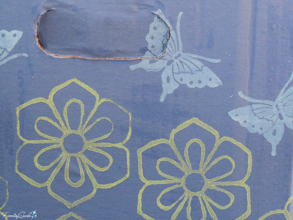 Closeup of Linocut Printed Blooms and Butterflies   @FanningSparks