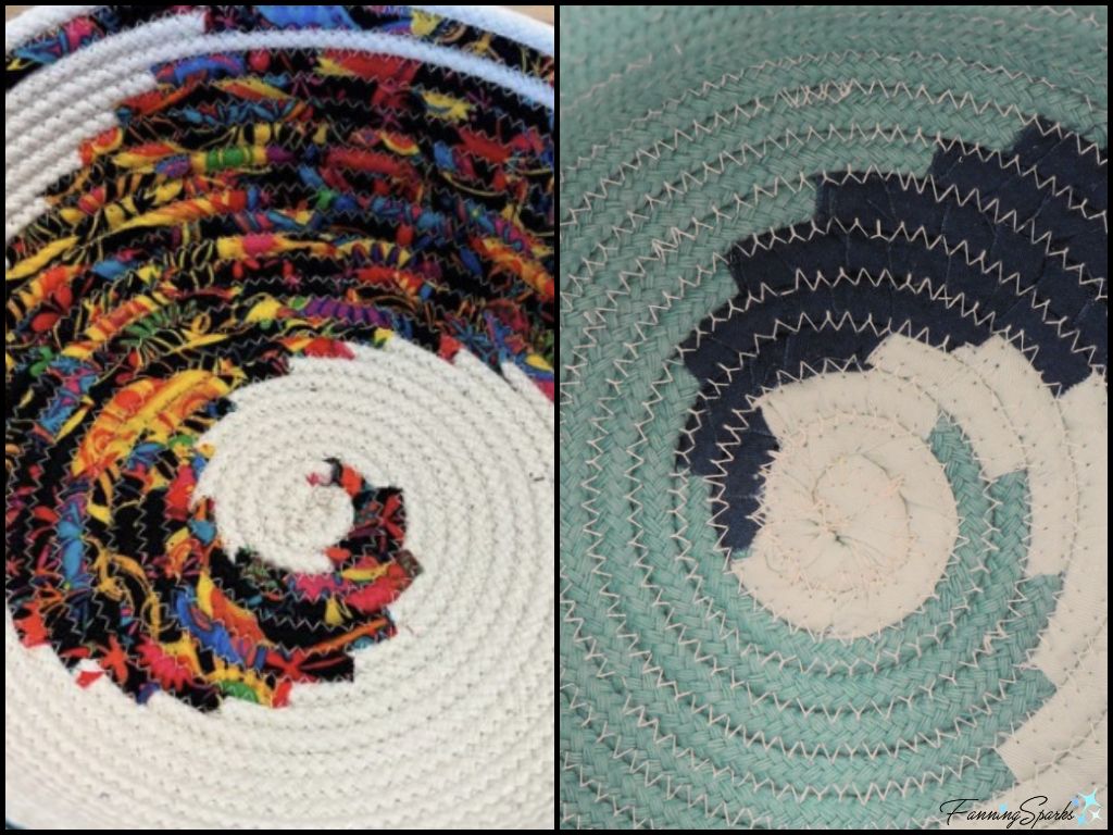 Comparing the Coil Centers for Three-Color Swirl Coiled Rope Basket   @FanningSparks