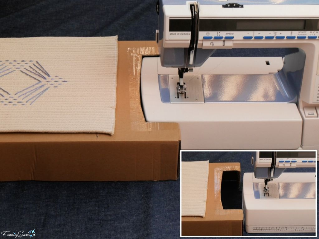 DIY Cardboard Flat Bed Extension for Sewing Machine @FanningSparks