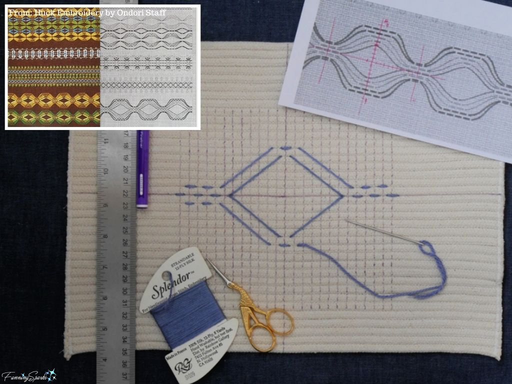 Embellishing Base with Huck Embroidery Inspired Design @FanningSparks