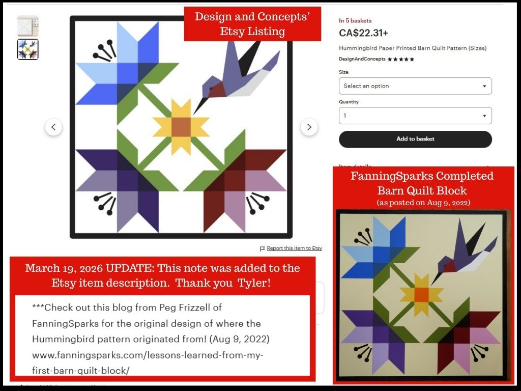 Etsy Listing Similar to My Lilies & Hummingbird Barn Quilt Design   @FanningSparks    