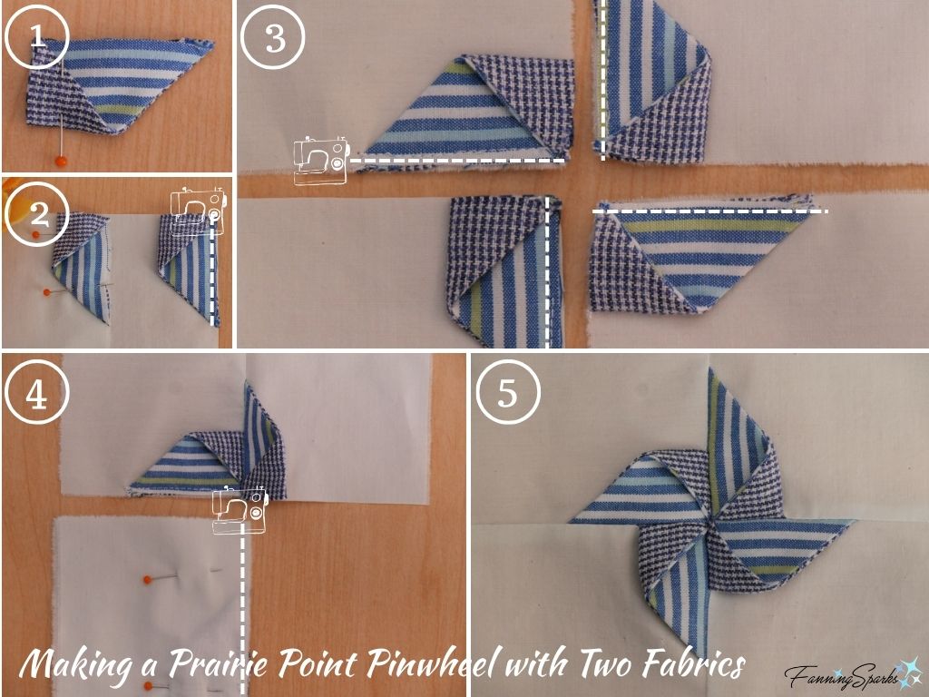 Making a Prairie Point Pinwheel with Two Fabrics   @FanningSparks