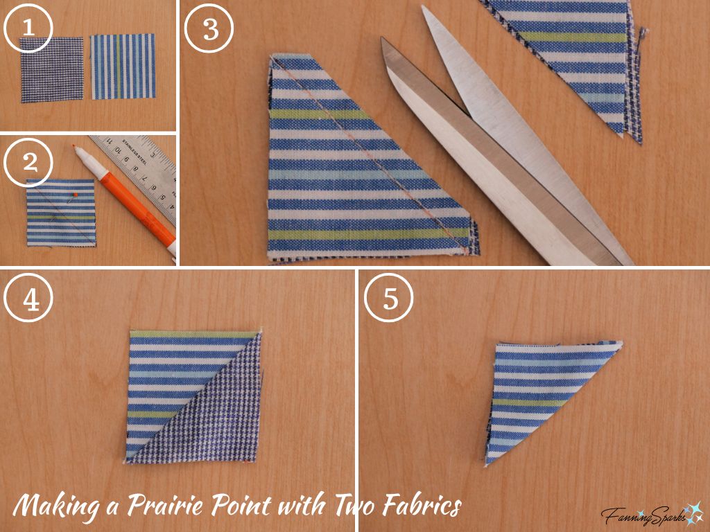 Making a Prairie Point with Two Fabrics   @FanningSparks
