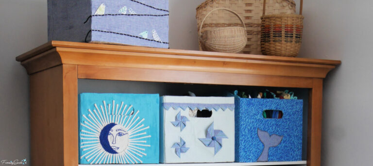 Mini Gallery of Repurposed Cardboard Storage Bins in Cabinet @FanningSparks