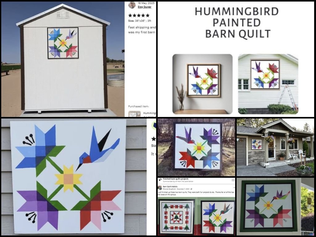 My Lilies & Hummingbird Barn Quilt Design Appearances   @FanningSparks    