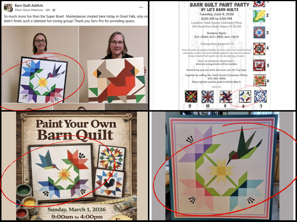 My Lilies & Hummingbird Barn Quilt Design Appears in Facebook Group   @FanningSparks    