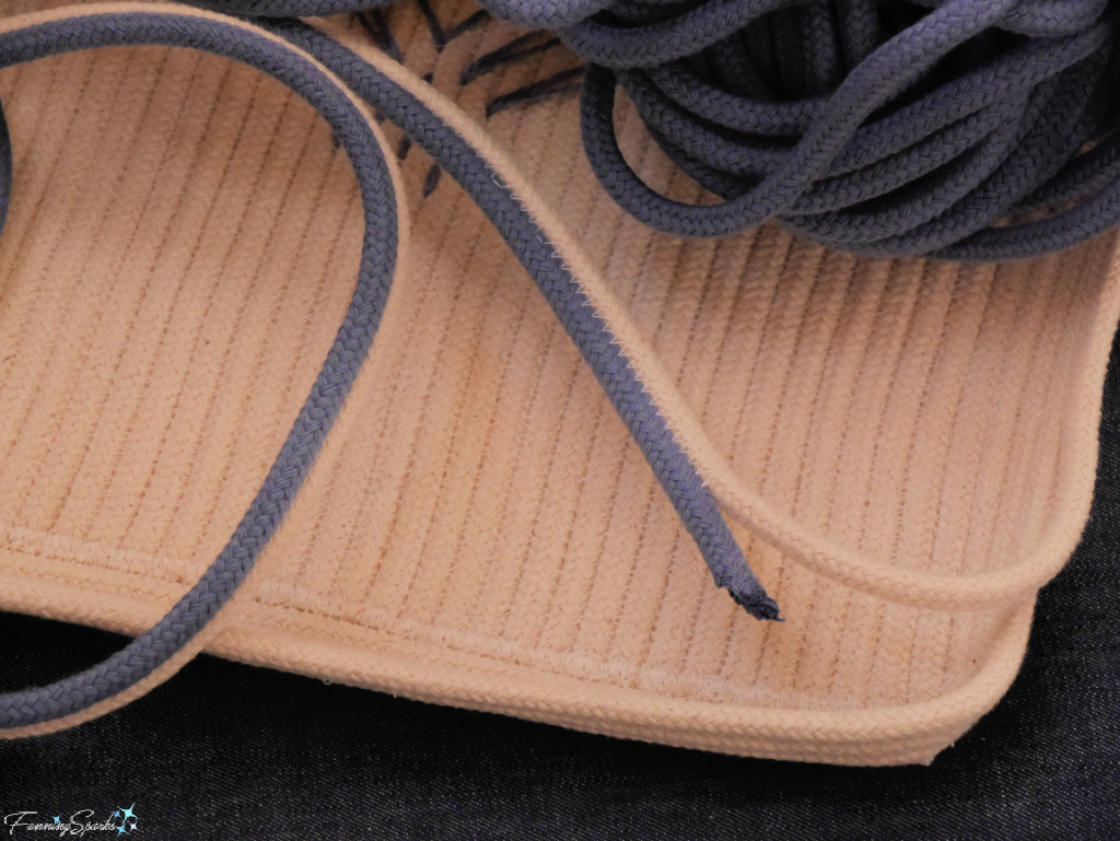 Preparing to Add Two-Color Striped Rope to Coiled Rope Rectangular Basket @FanningSparks
