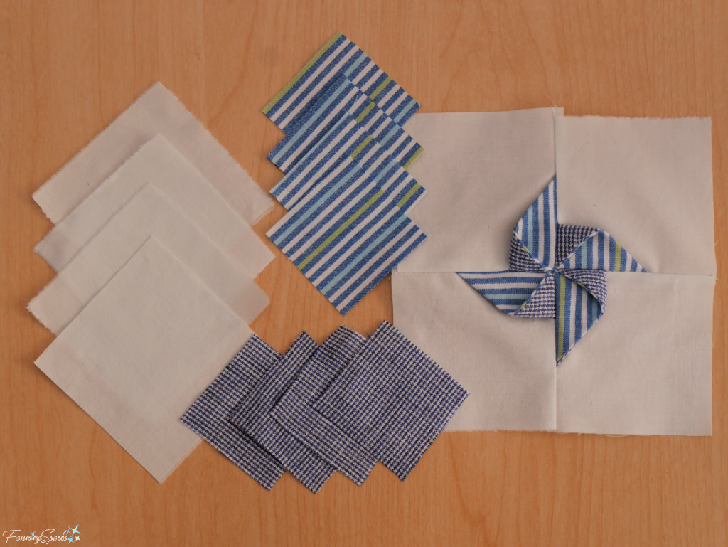 Preparing to Make Prairie Point Pinwheels   @FanningSparks