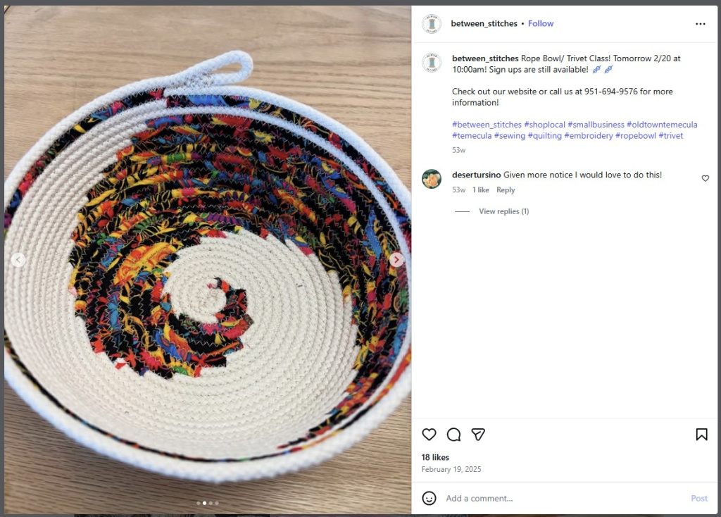 Swirl Bowl by Between Stitches - from Insta