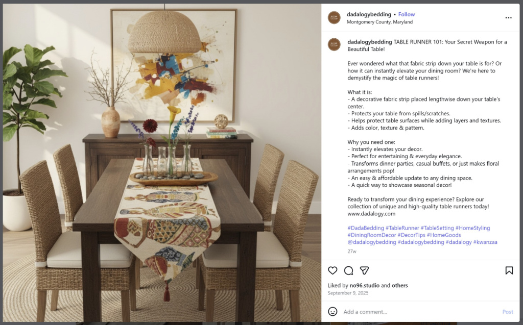 Table Runner Printed Fabric by DaDalogyBedding - from Insta