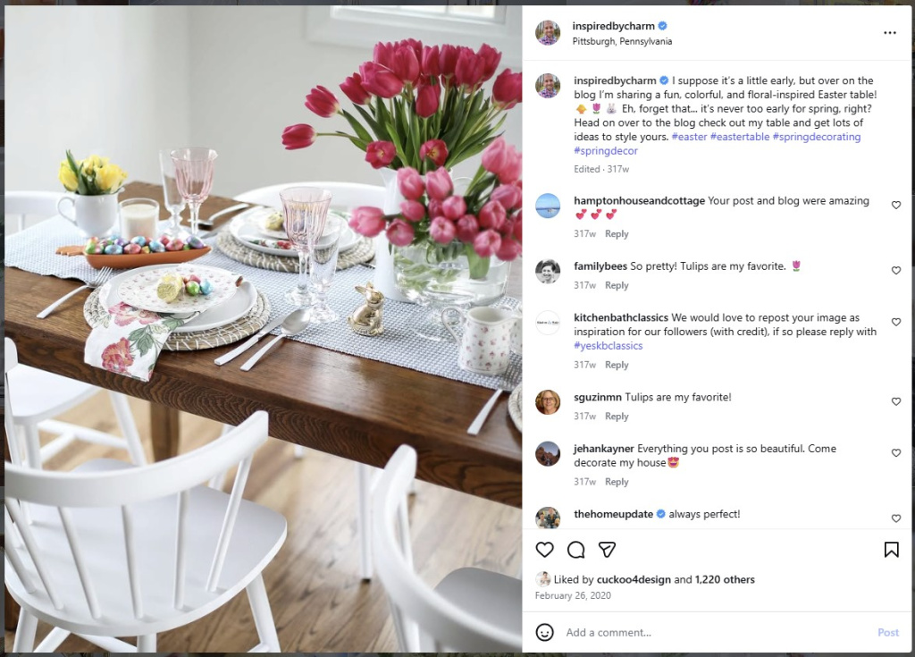 Table Runner on Easter Table by Inspired by Charm - from Insta