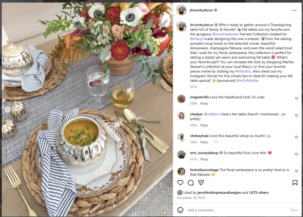 Table Runner on Thanksgiving Table by Driven by Decor - from Insta