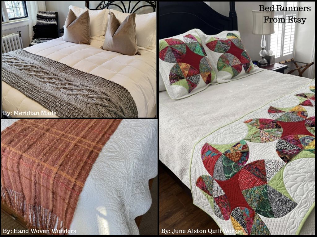 Variety of Hand-Crafted Bed Runners from Etsy