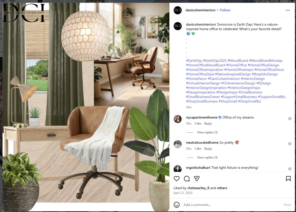 Home Office Nature-Inspired Mood Board by Dani Cohen Interiors - from Insta