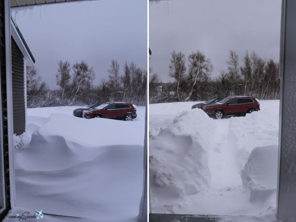 Shoveling the Front Walkway Before and After February Snowstorm   @FanningSparks
