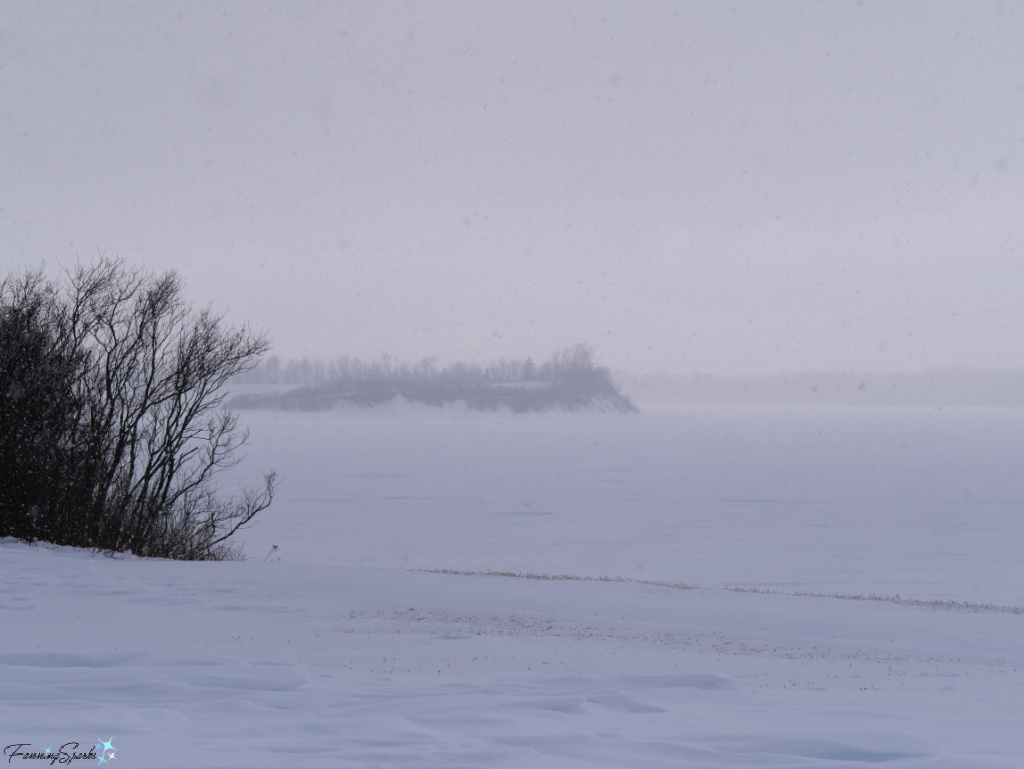 Snowing Over Sunrise Trail House Shoreline to the Left in February   @FanningSparks
