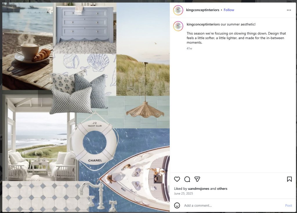 Summer Aesthetic Mood Board by King Concept Interiors - from Insta