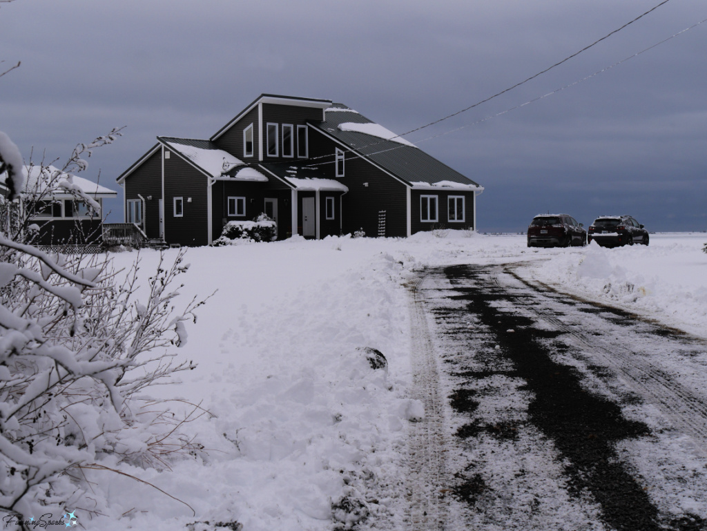 Sunrise Trail House in Snow with Plowed Driveway   @FanningSparks