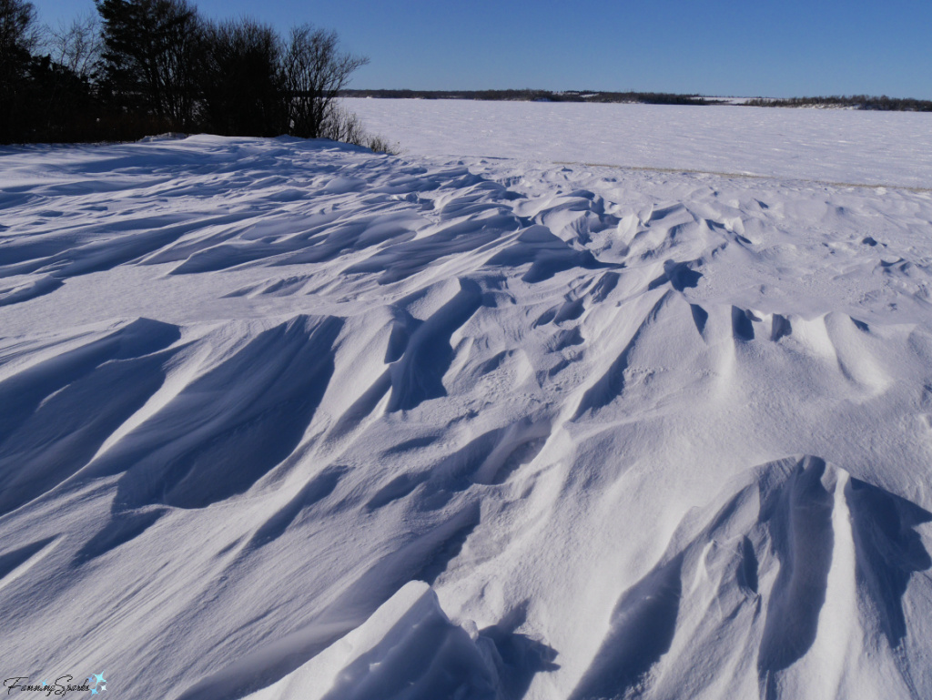 Wind-Sculpted Snow Drifts at Sunrise Trail House in January   @FanningSparks