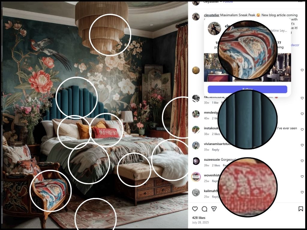 Maximalist Bedroom by Cley Atelier - from Instagram – Details   @FanningSparks