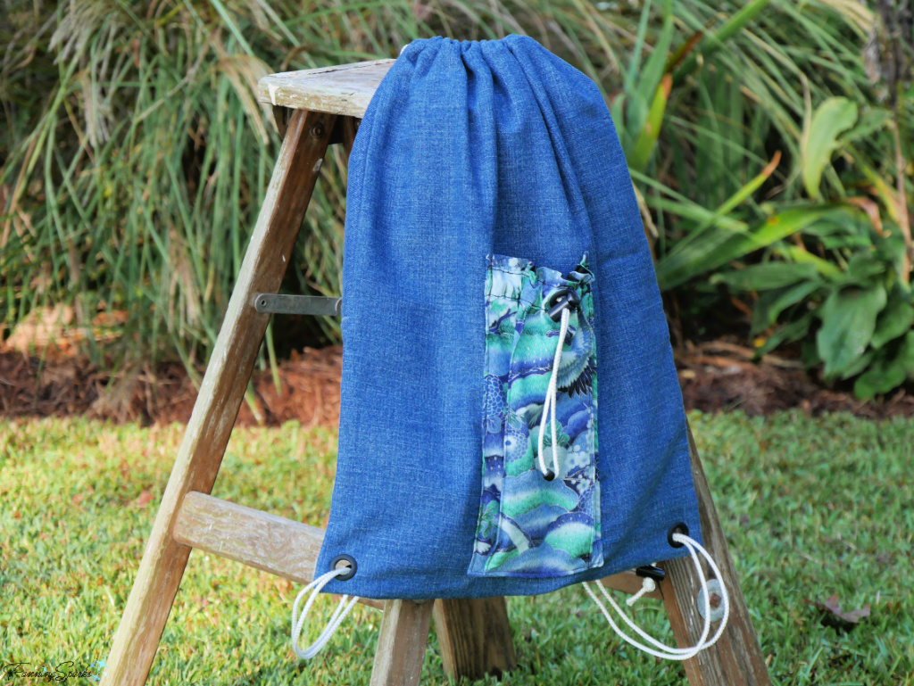 My New Drawstring Backpack on Step Stool   @FanningSparks