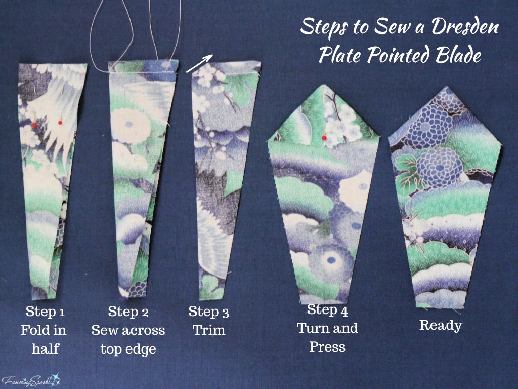 Steps to Sew a Dresden Plate Pointed Blade   @FanningSparks