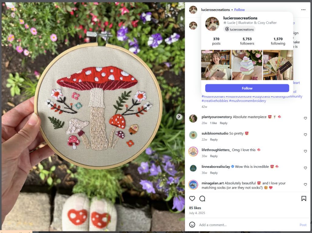 Toadstool Embroidery by LucieRoseCreations – from Instagram