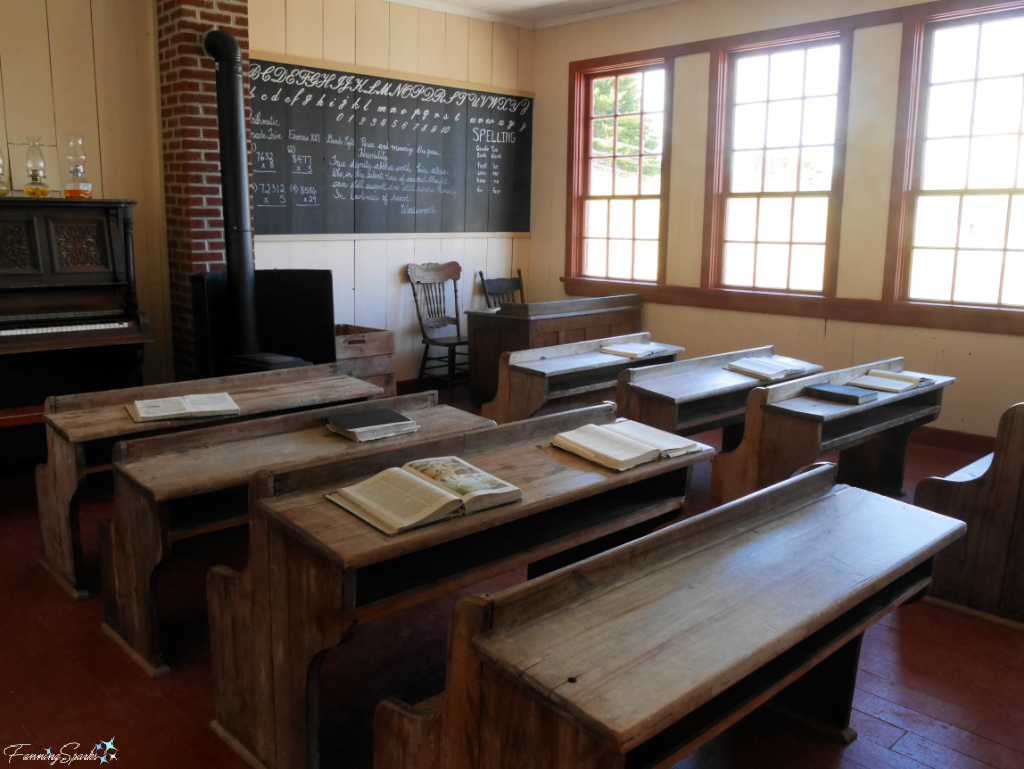Inside Whycocomagh Portage Schoolhouse at Highland Village @FanningSparks