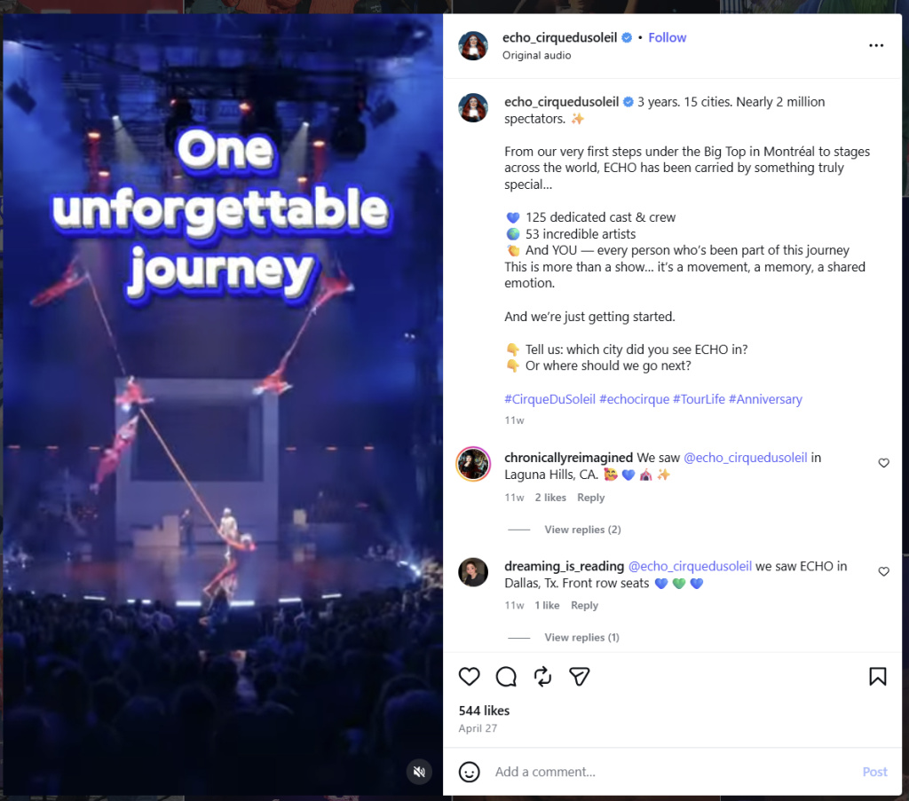ECHO Cirque du Soleil - from Instagram
