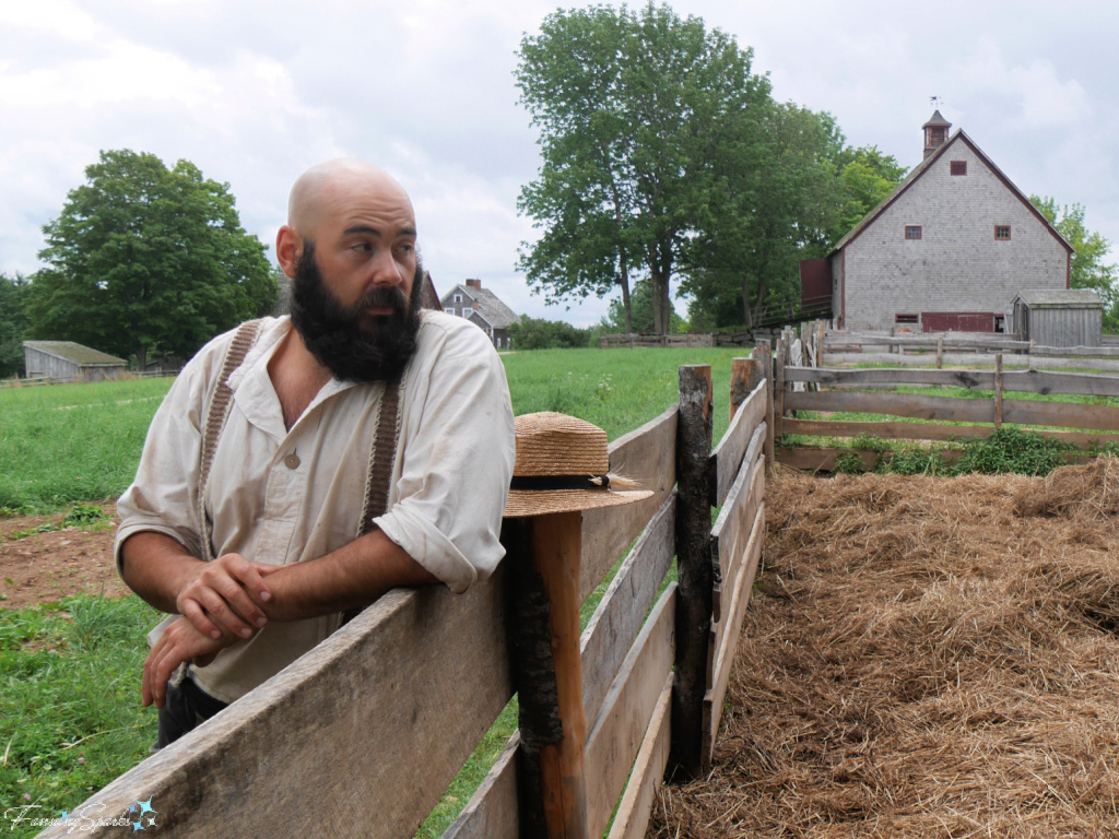 AJ with Straw Hat on Fence Post at Ross Farm Museum @FanningSparks