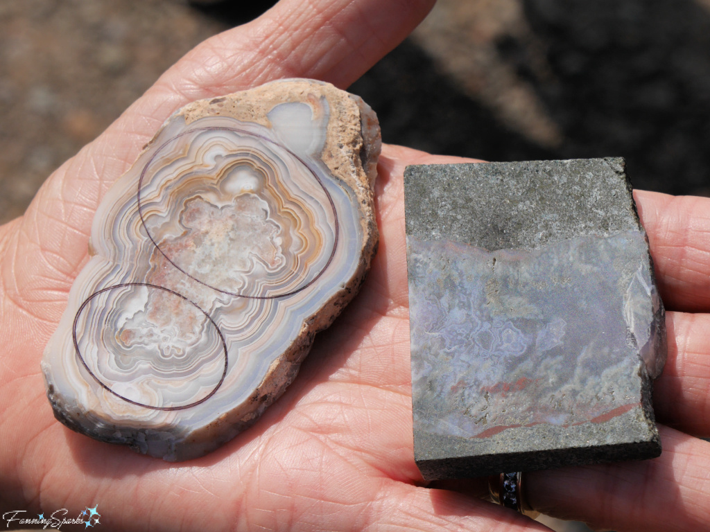 Agate Marked for Cutting on Journey into Gemstones Tour with Fundy Treasures   @FanningSparks