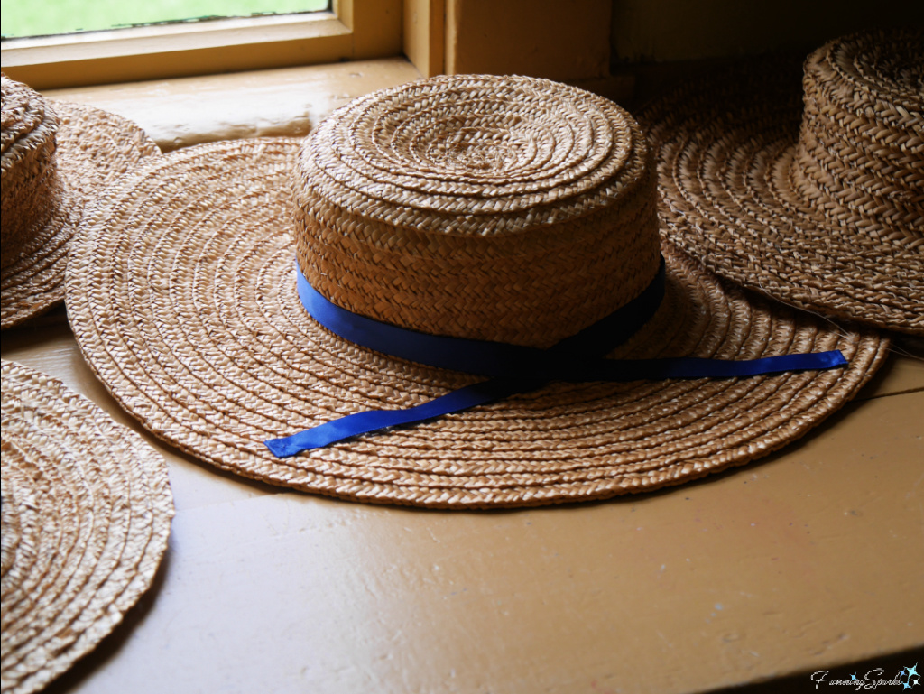 Completed Straw Hats on Window Sill at Ross Farm Museum @FanningSparks